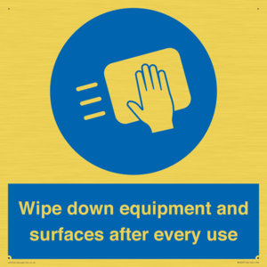 Wipe down equipment and surfaces after every use